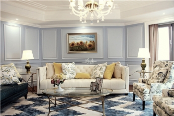 大戶型清新大方雅致舒適的裝修案例現代客廳裝修圖片
