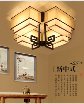 新中式吸頂燈現代中式客廳餐廳書房臥室酒店布藝中式led吸頂燈具